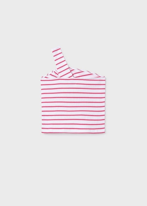 One-Shoulder Strap Tank in White Cherry