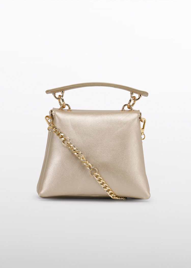 Champagne Trapeze Handbag with Gold Chain