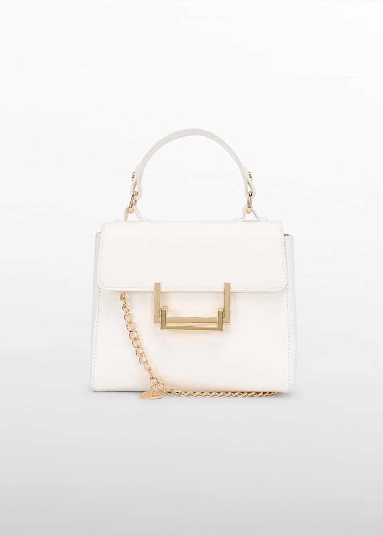 Cream Handbag with Gold Chain