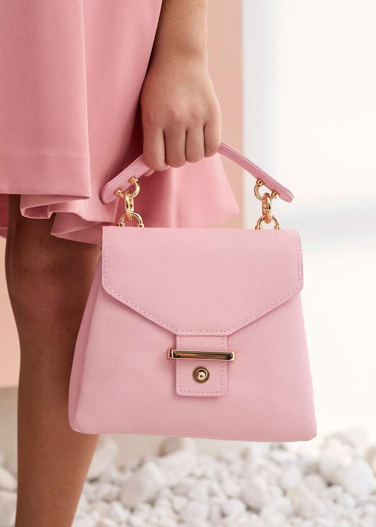 Pink Trapeze Handbag with Gold Chain