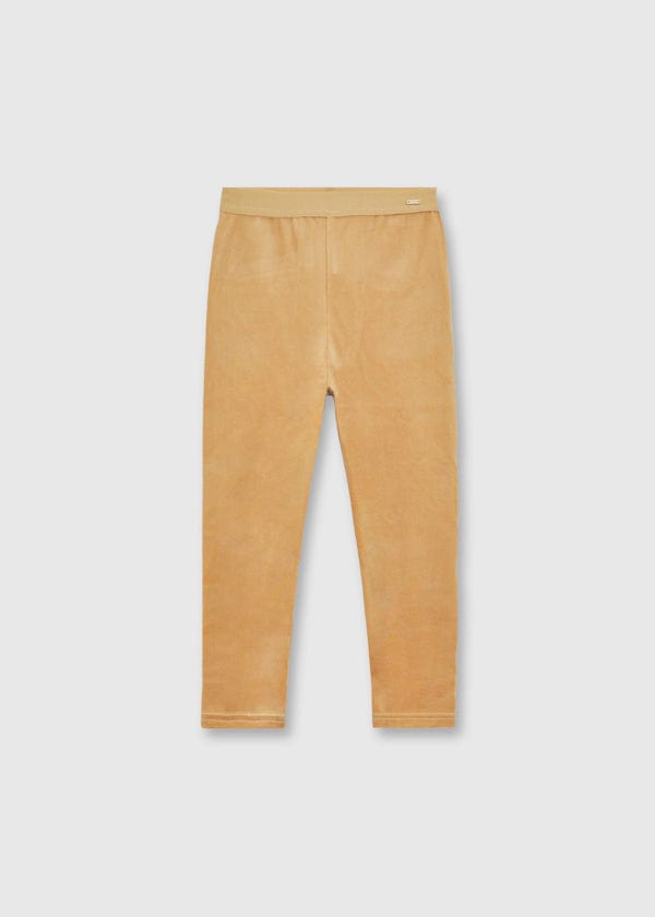 girls Velvet Leggings in Toffee