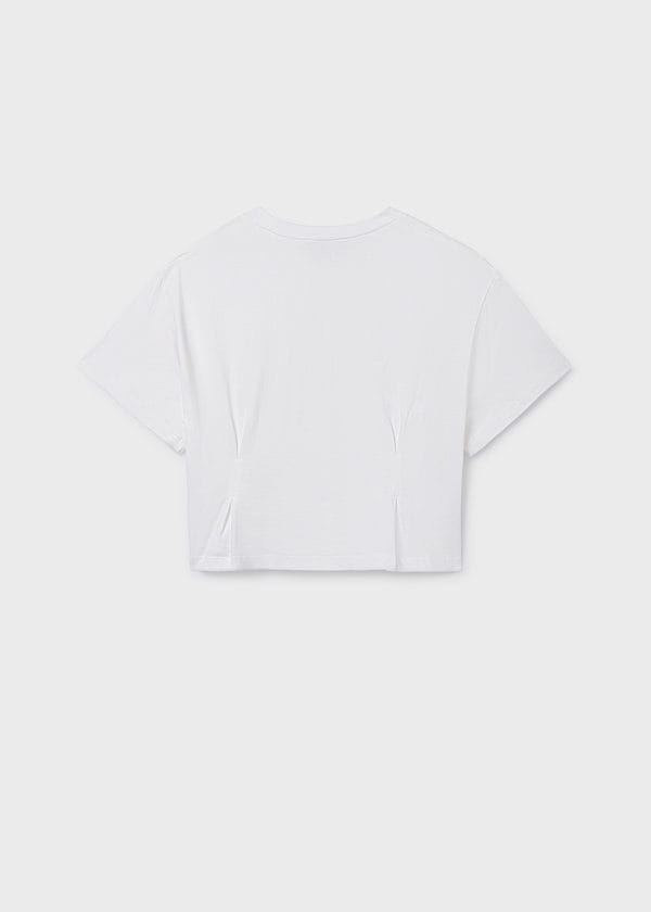 Bow Applique Short Sleeve Crop T-Shirt
