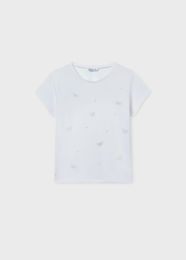 Short Sleeve Bow Studded T-Shirt