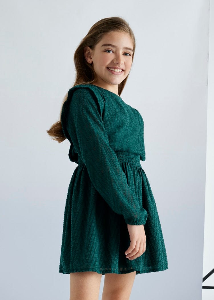 Mayoral Usa Inc Mayoral Chevron Pattern Chiffon Dress in Pine - Little Miss Muffin Children & Home