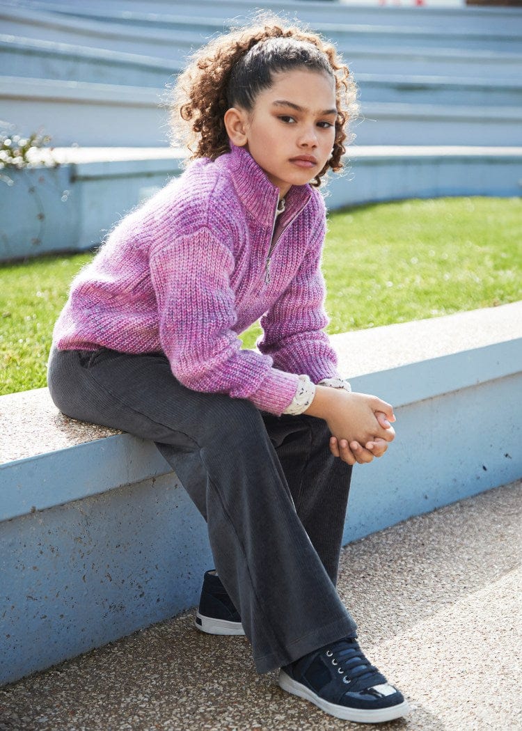 Mayoral Usa Inc Mayoral Flared Corduroy Knit Pants for Girls in Charcoal - Little Miss Muffin Children & Home