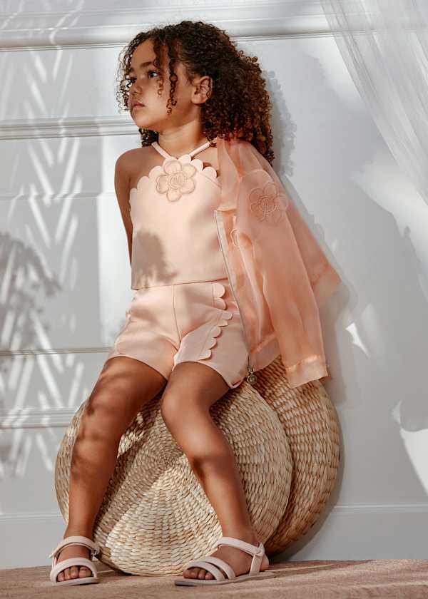 Scallop Trimmed Crepe Short Set