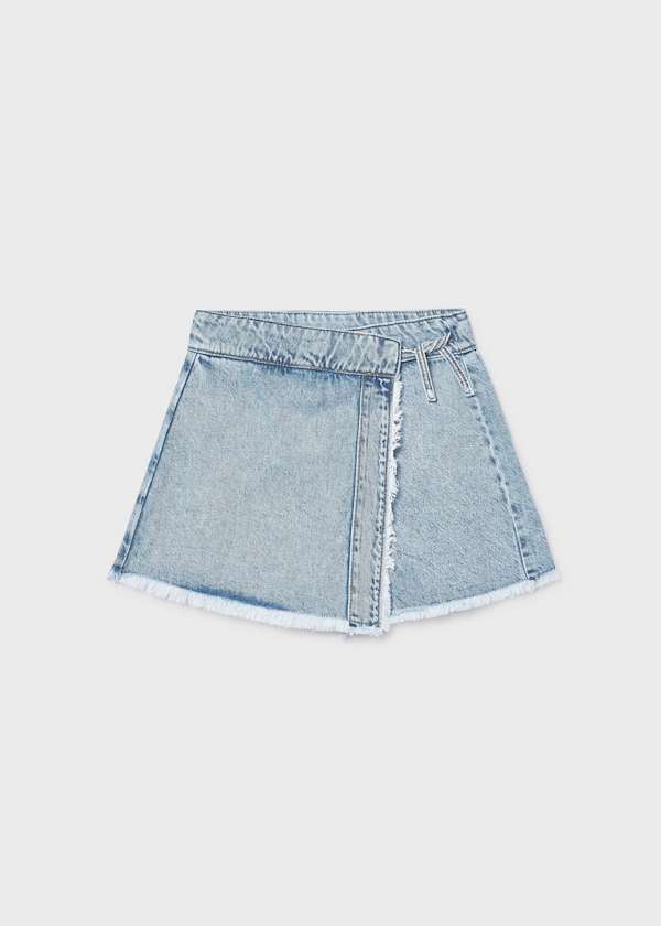 Mayoral Usa Inc Denim Wrap Skort in Light Denim - Little Miss Muffin Children & Home