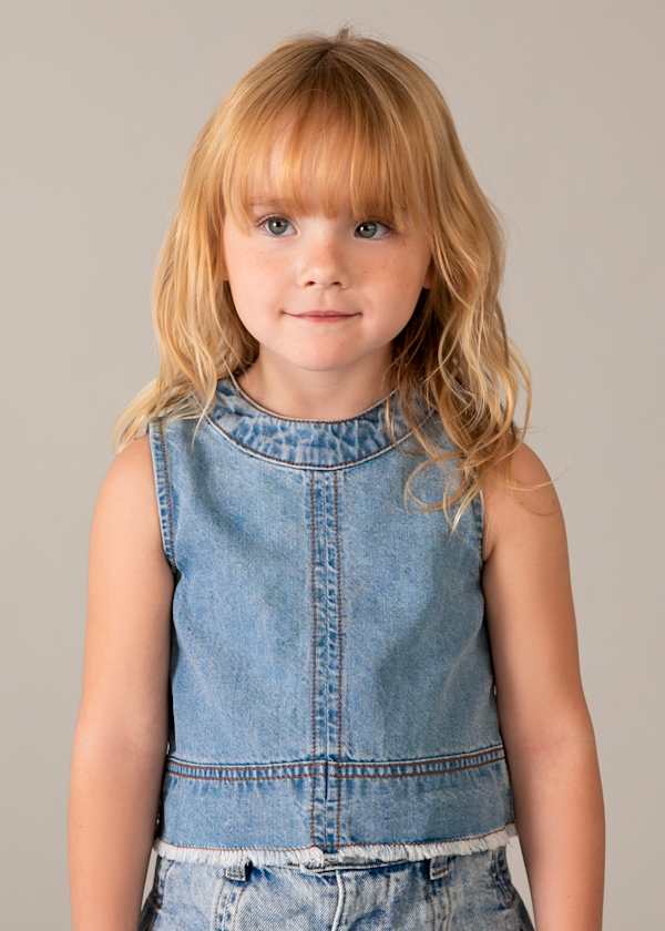Mayoral Usa Inc Sleeveless Denim Top in Light Denim - Little Miss Muffin Children & Home