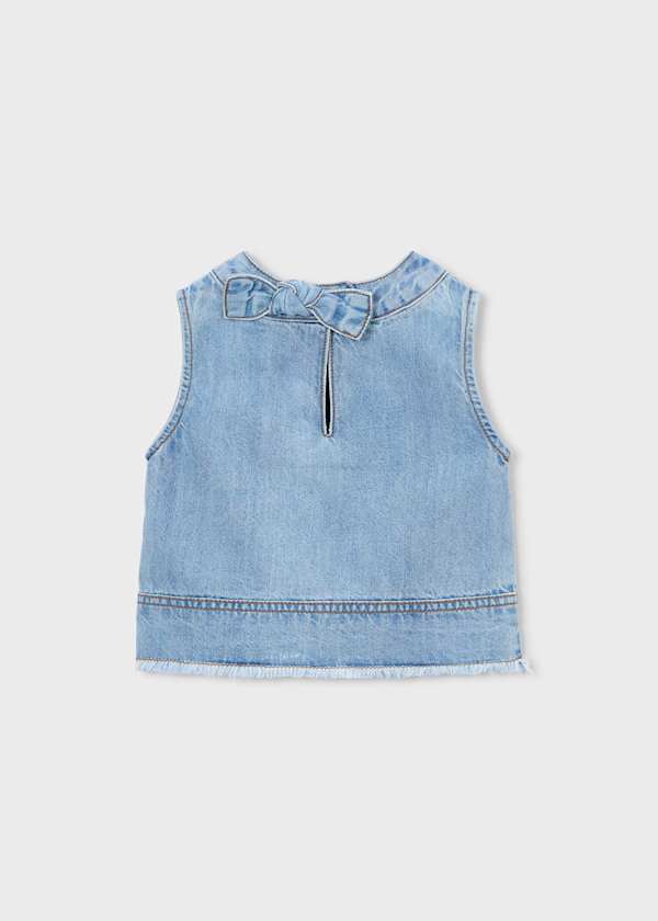 Mayoral Usa Inc Sleeveless Denim Top in Light Denim - Little Miss Muffin Children & Home