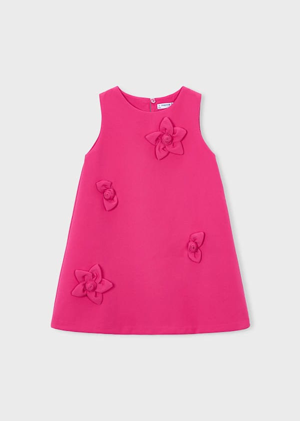 Mayoral Usa Inc Floral Applique Crepe Dress in Carnation - Little Miss Muffin Children & Home