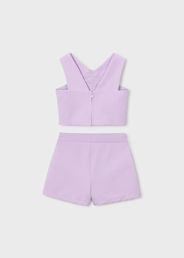Mayoral Usa Inc Flower Applique Halter Top & Shorts Set in Mauve - Little Miss Muffin Children & Home
