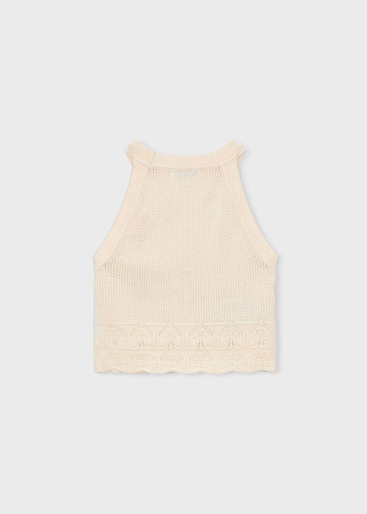 Knit Halter Tank Top in Chickpea