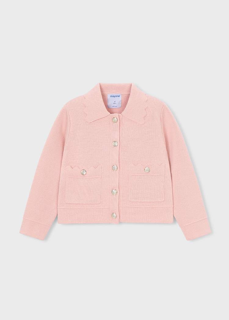 Knit Jacket with Scalloped Collar in Blossom