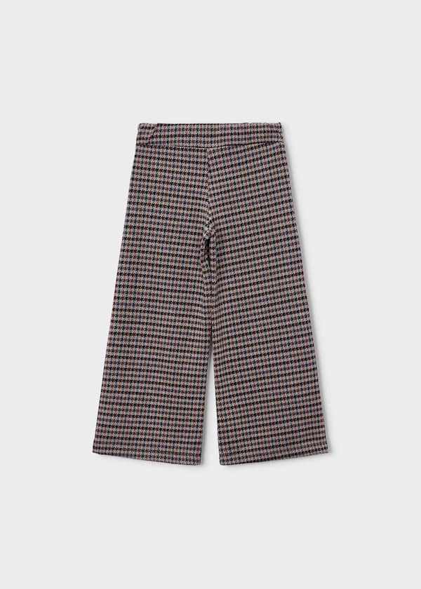 Houndstooth Jacquard Knit Wide Leg Pants