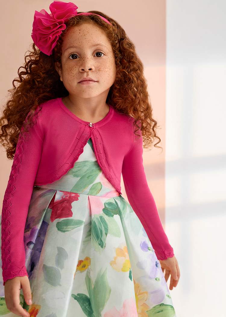 Abel & Lula Knit Bolero Cardigan in Fuchsia - Little Miss Muffin Children & Home
