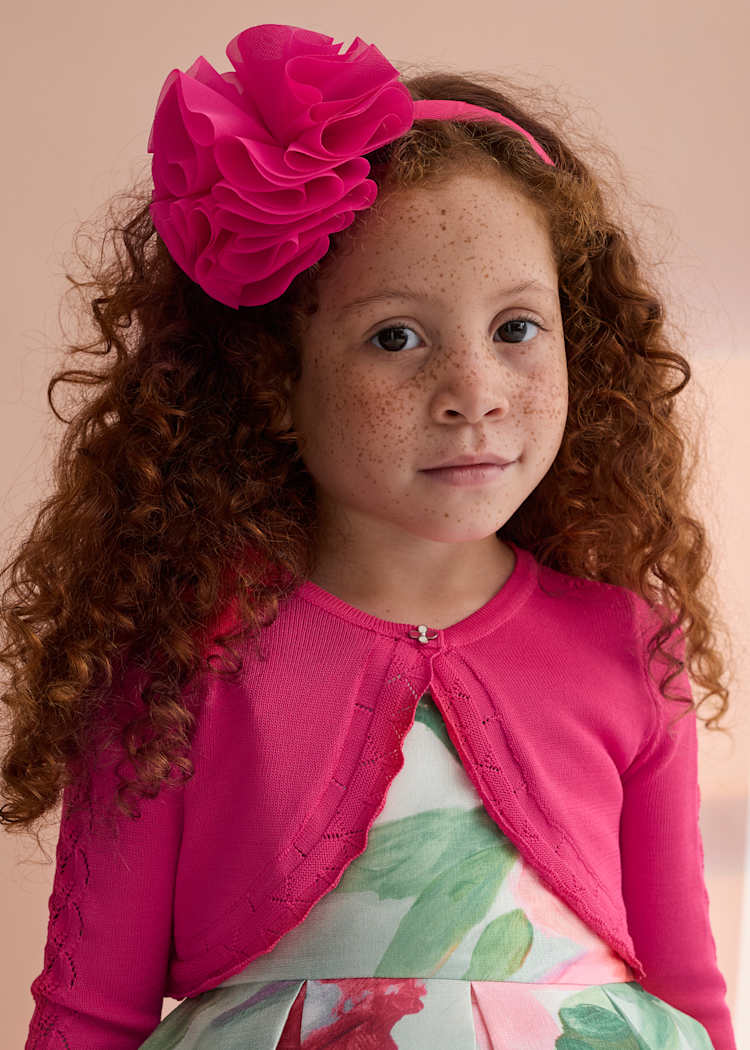 Abel & Lula Knit Bolero Cardigan in Fuchsia - Little Miss Muffin Children & Home