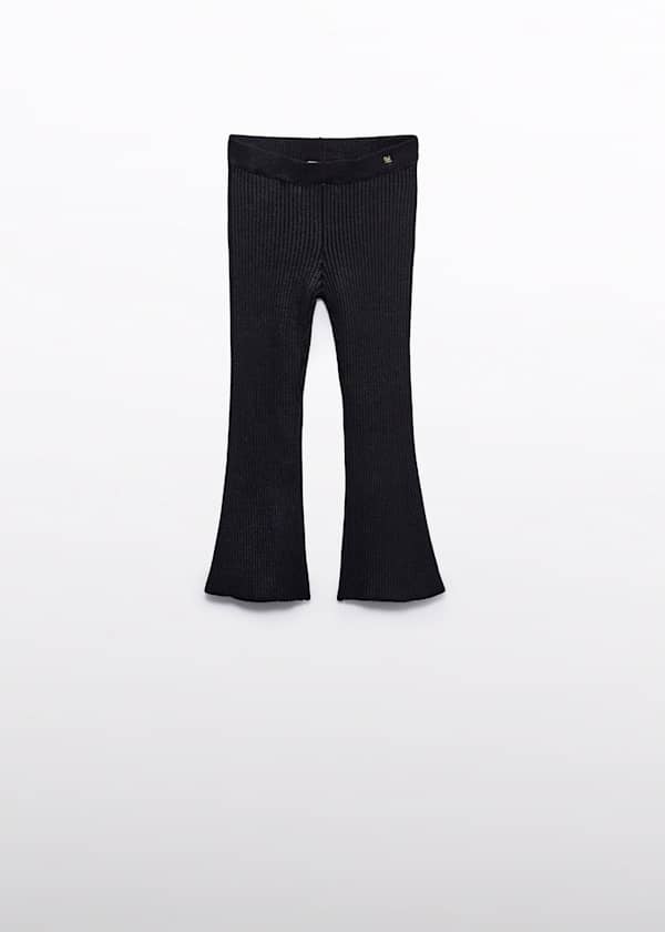 black flare knit leggings for girls