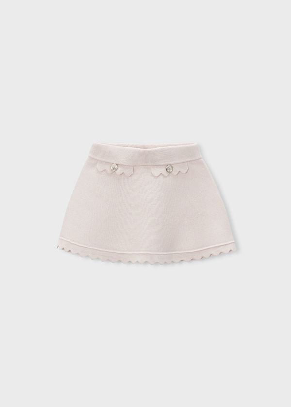 Knit Skirt with Scalloped Hem in Chickpea