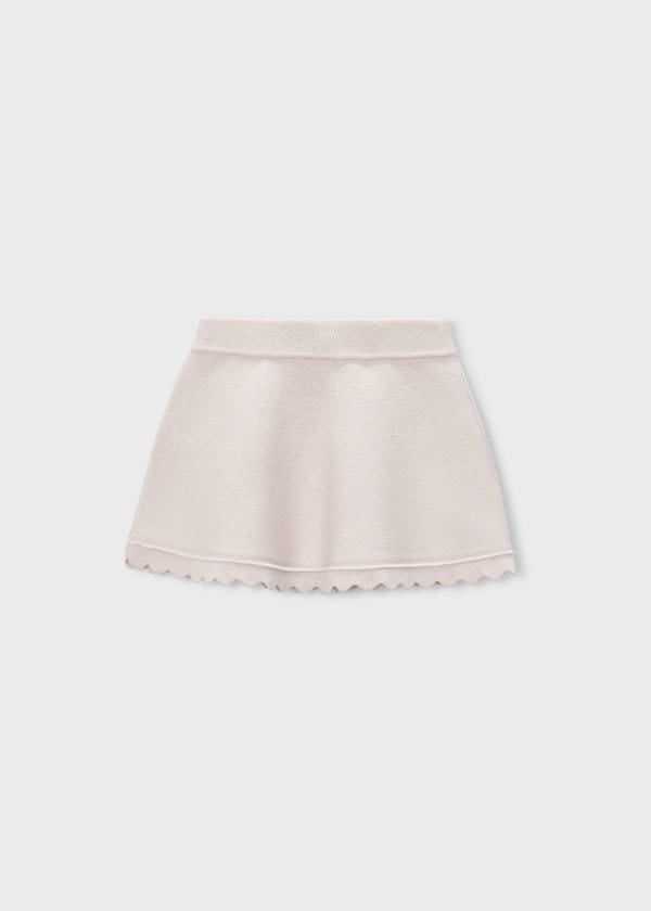 Knit Skirt with Scalloped Hem in Chickpea