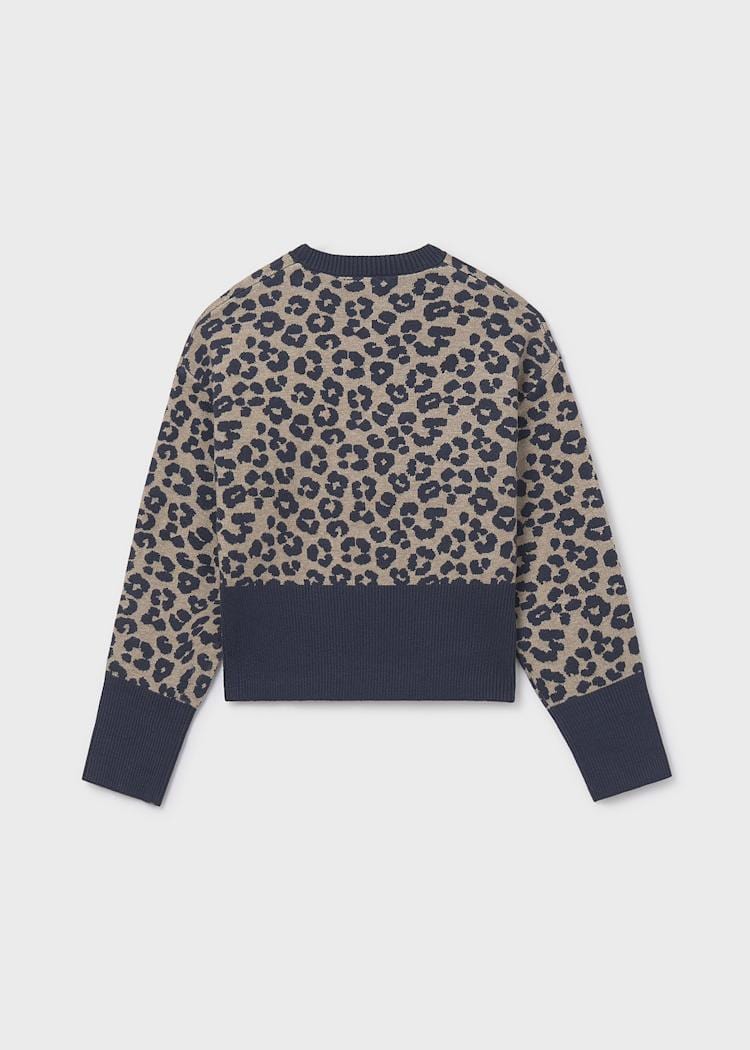 Mayoral Usa Inc Animal Print Sweater in Petroleum - Little Miss Muffin Children & Home