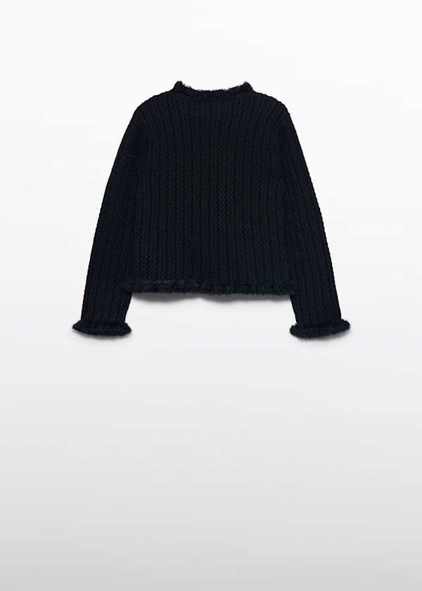 Abel & Lula Mock Neck Cable Knit Sweater with Faux Fur Trim - Little Miss Muffin Children & Home