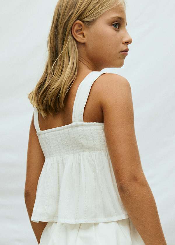 Smocked Tank with Lurex Thread Detail