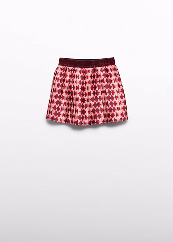 girls red pleated mini skirt