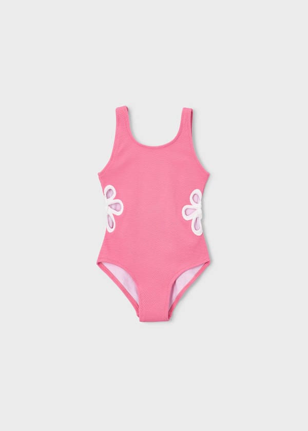 Floral Cut Out Swimsuit in Geranium
