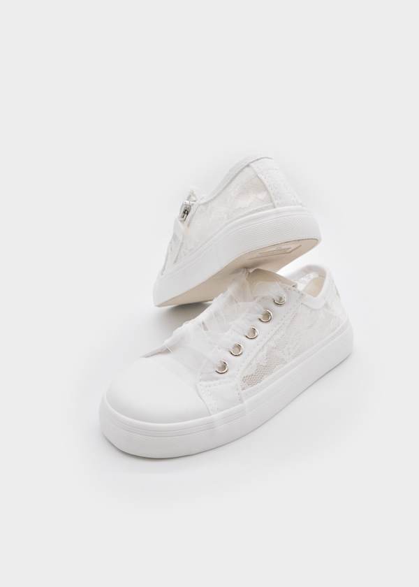 Mayoral Usa Inc Openwork Lace Sneakers in White - Little Miss Muffin Children & Home