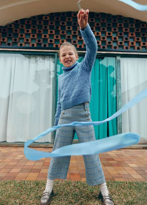 blue plaid trousers for girls