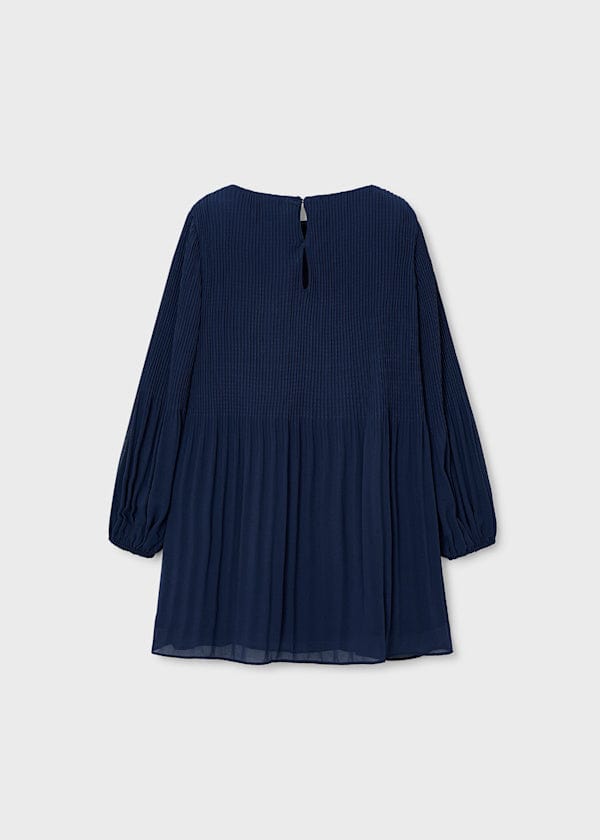 Mayoral Usa Inc Pleated Chiffon Dress in Navy - Little Miss Muffin Children & Home