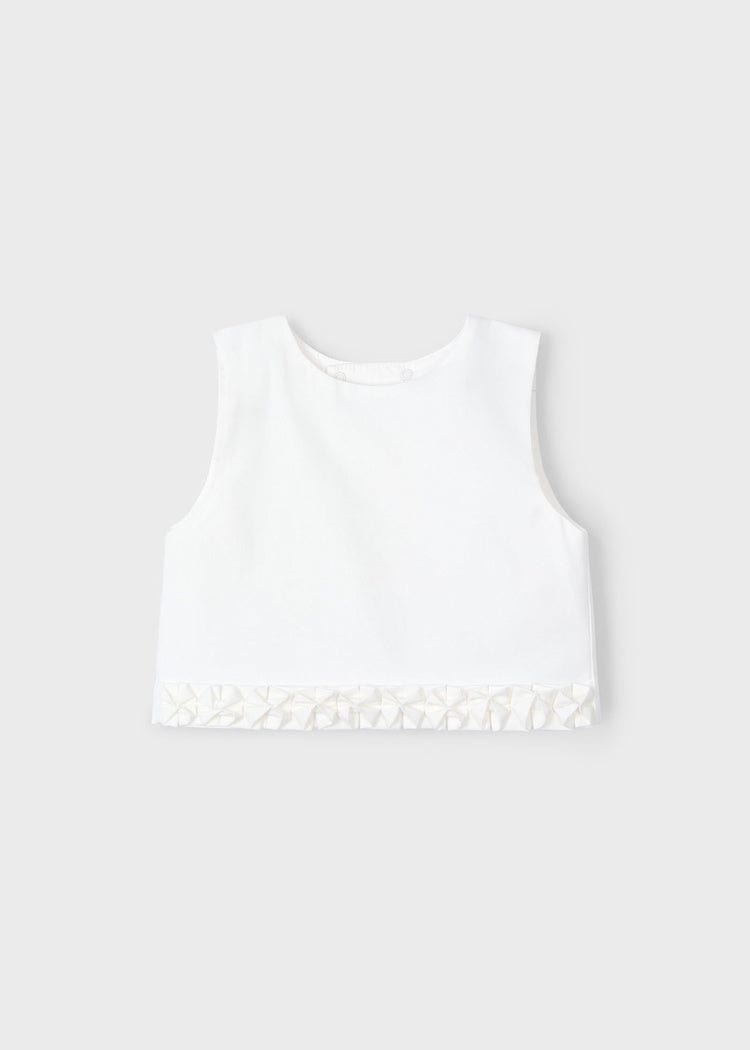 Mayoral Usa Inc Mayoral Sleeveless Pleated Trim Top in Off White - Little Miss Muffin Children & Home