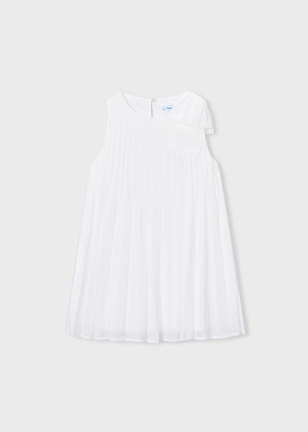 Mayoral Usa Inc Accordion Pleat Sleeveless Dress with Bow in Natural - Little Miss Muffin Children & Home