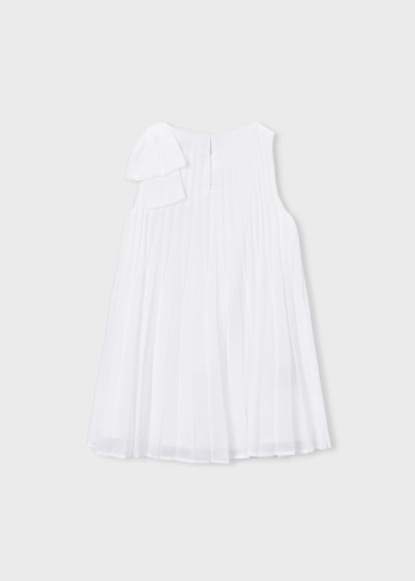 Mayoral Usa Inc Accordion Pleat Sleeveless Dress with Bow in Natural - Little Miss Muffin Children & Home