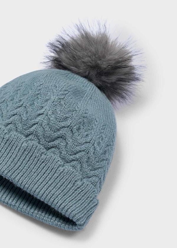 Mayoral Usa Inc Faux Fur Pom Pom Beanie in Sage - Little Miss Muffin Children & Home