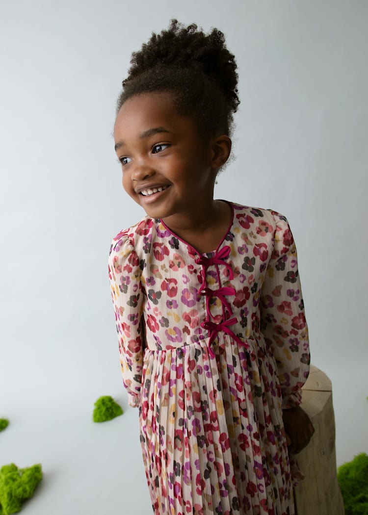 Mayoral Usa Inc Pleated Printed Dress in Cherry - Little Miss Muffin Children & Home