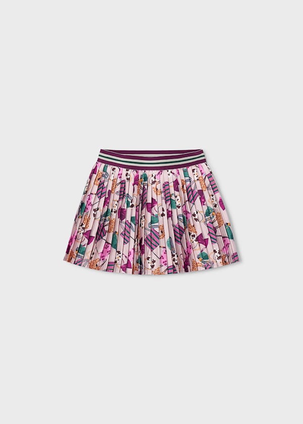 Pleated Print Skirt