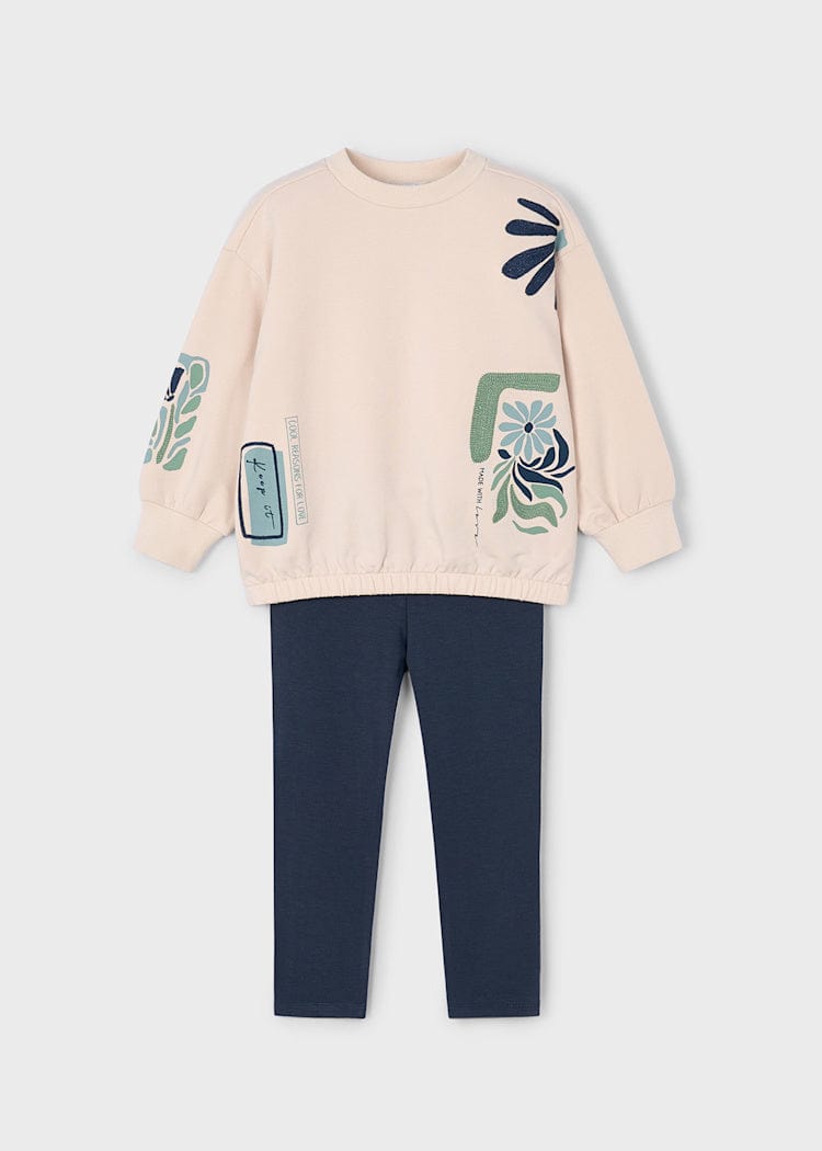 girls two piece jogger set with navy pants
