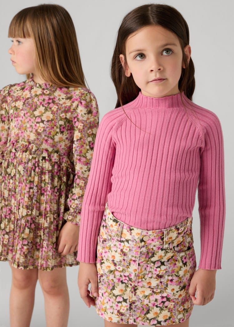 Mayoral Usa Inc Mayoral Girl Ribbed Mock Neck Sweater in Camellia - Little Miss Muffin Children & Home