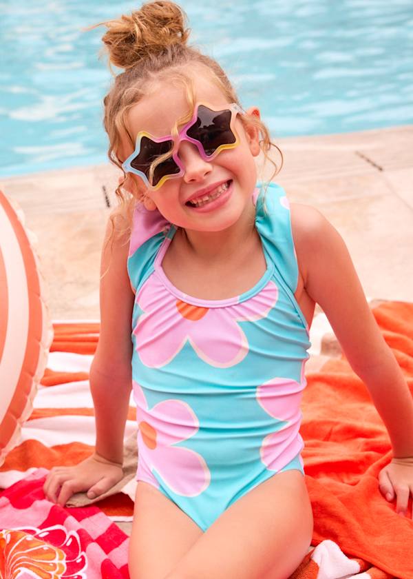 Ruffled Printed Swimsuit in Lilac