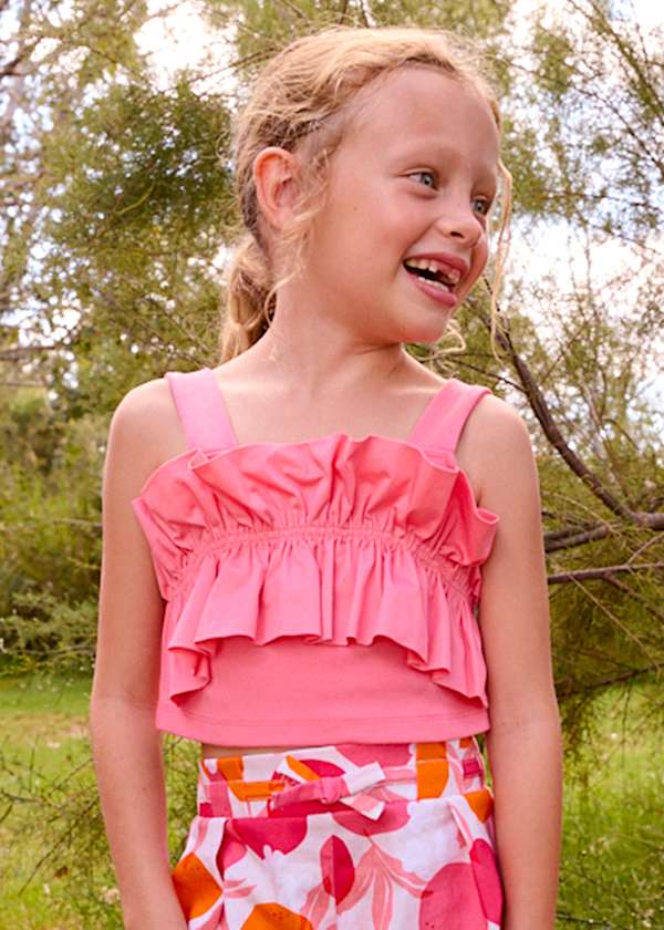 Ruffled Tank Top in Geranium
