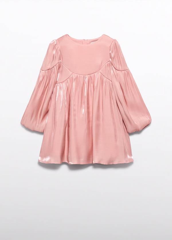 girl satin pink long sleeve dress