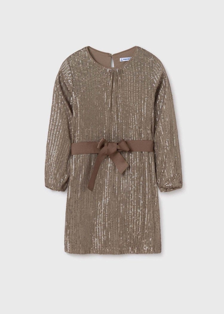 Mayoral Usa Inc Mayoral Sequined Dress in Mocha - Little Miss Muffin Children & Home