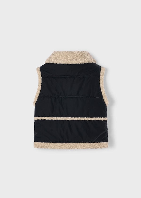 black sherpa fur vest