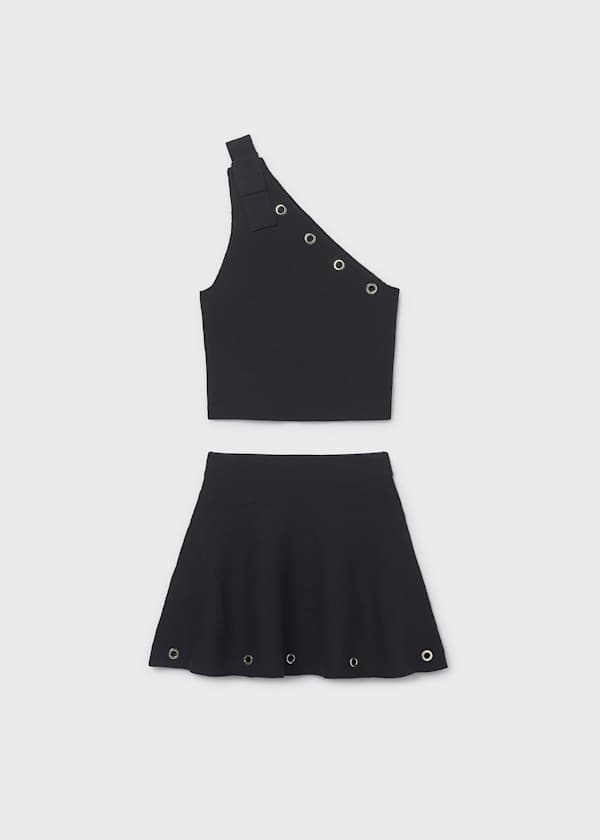 Mayoral Usa Inc One-Shoulder Top & Skirt Set in Black - Little Miss Muffin Children & Home