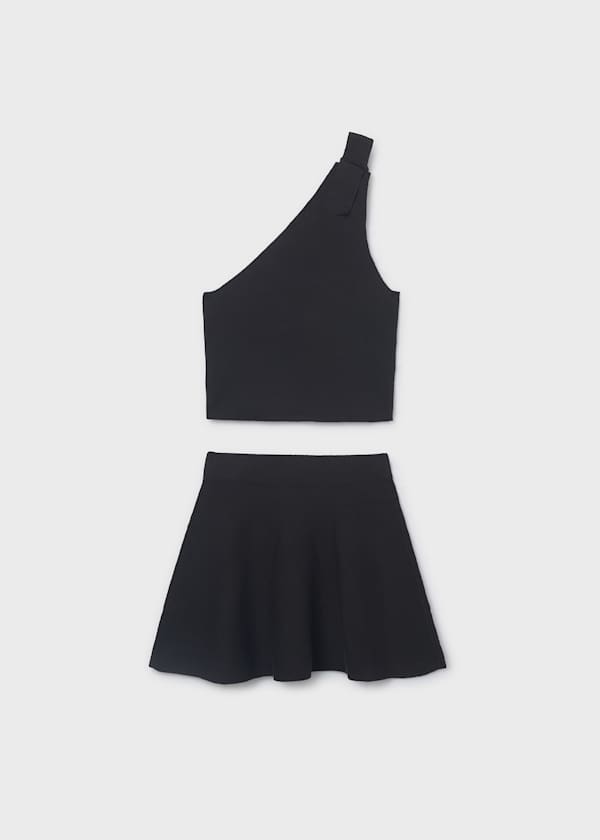 Mayoral Usa Inc One-Shoulder Top & Skirt Set in Black - Little Miss Muffin Children & Home