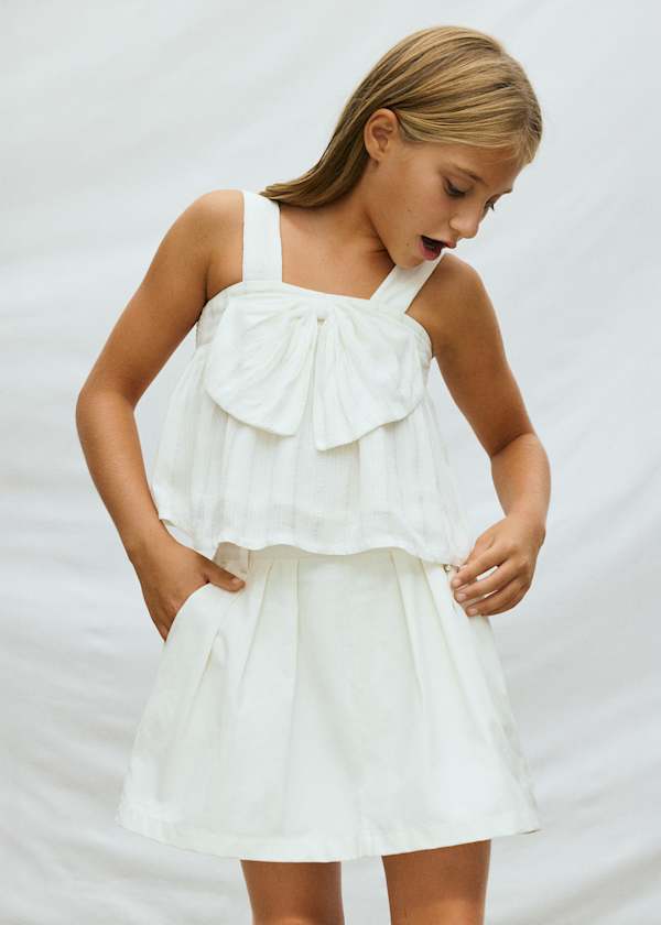 Pleated Skort in Natural
