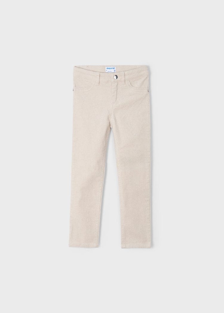 Mayoral Usa Inc Mayoral Skinny Fit Sparkly Corduroy Pants in Almond - Little Miss Muffin Children & Home