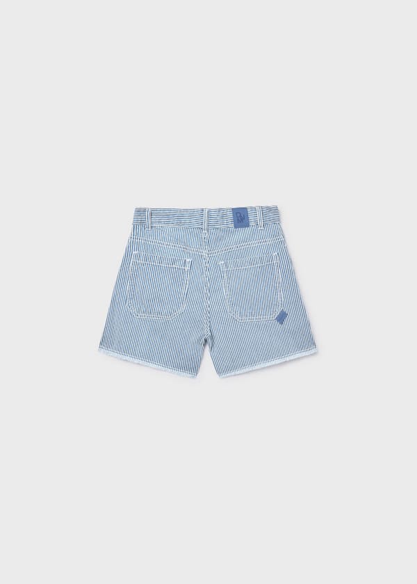 Striped Denim Shorts in Indigo