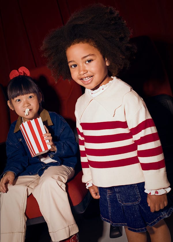 Mayoral Usa Inc Striped Knit Sweater with Scalloped Collar in Almond - Little Miss Muffin Children & Home